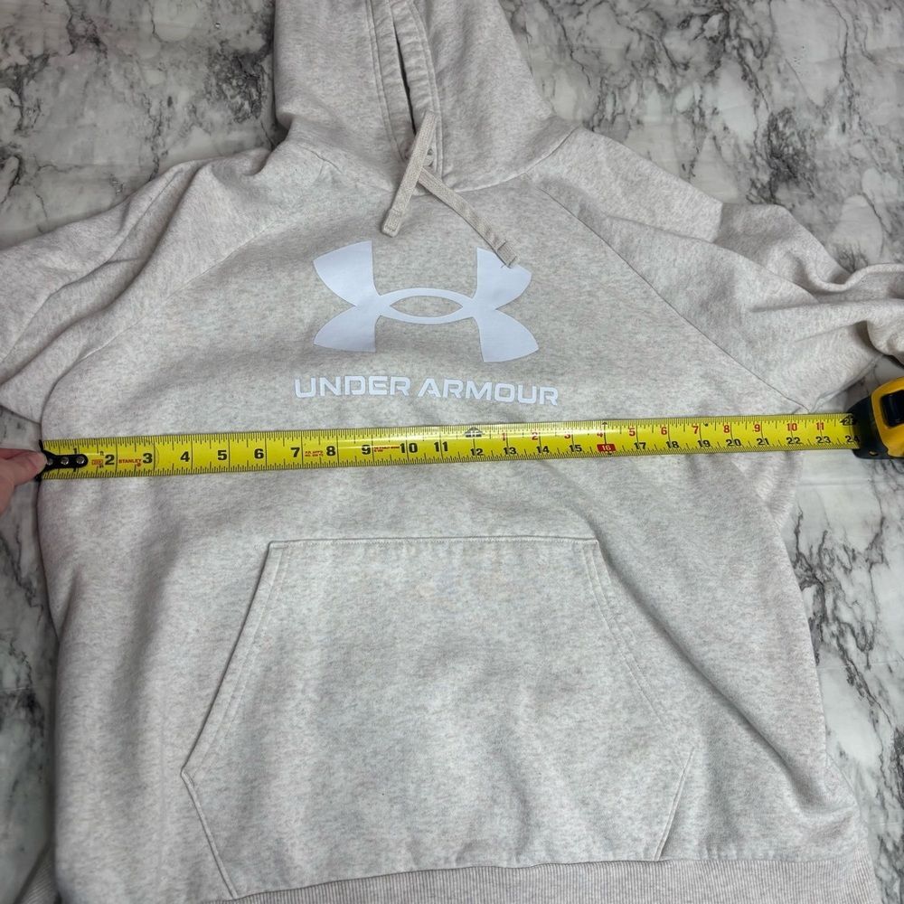 Under Armour Hoodie Logo front Pullover Sweatshirt Size XL Tan Beige - Picture 6 of 8